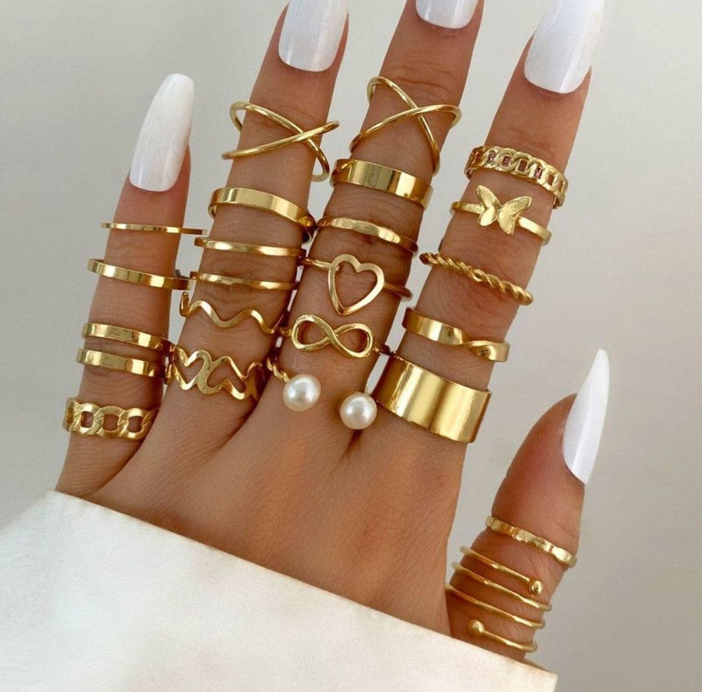 22 Piece Alloy Design Ring Set For Women