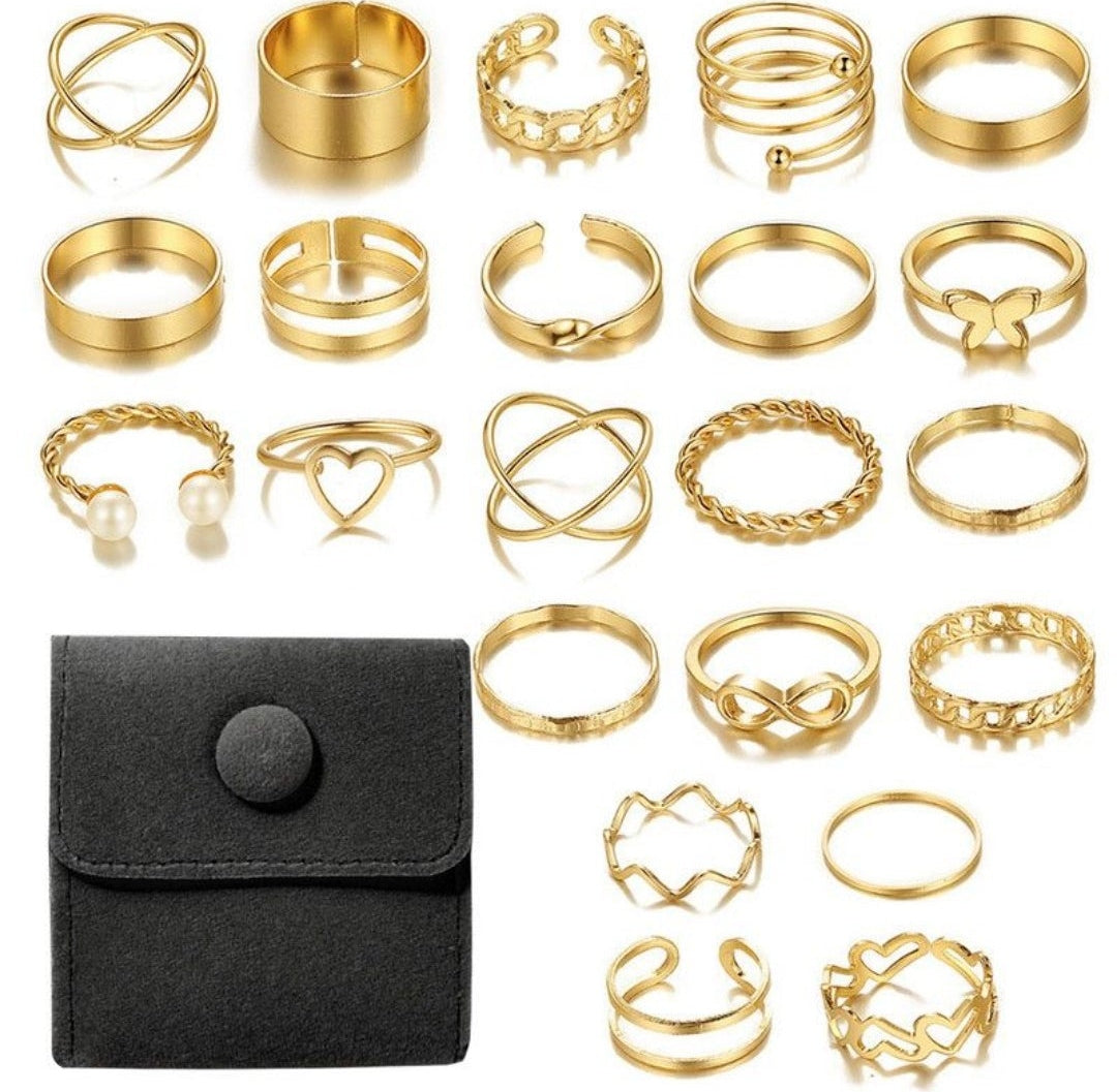 22 Piece Alloy Design Ring Set For Women